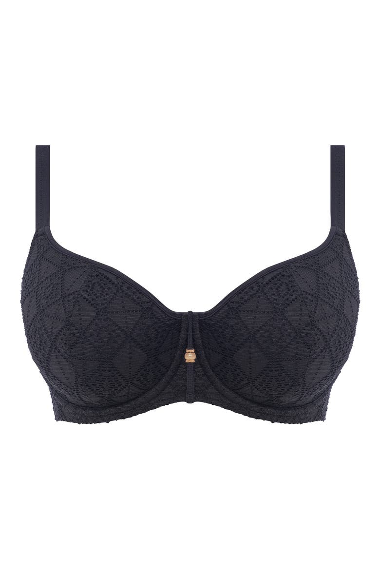 Nomad Nights Underwire Sweetheart Neck Bikini Top, Alternate, color, BLACK (BLK)
