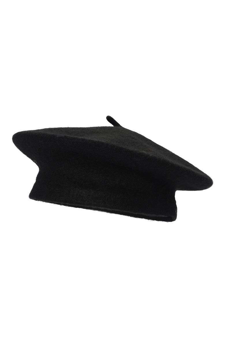 Wool Beret, Alternate, color, BLACK