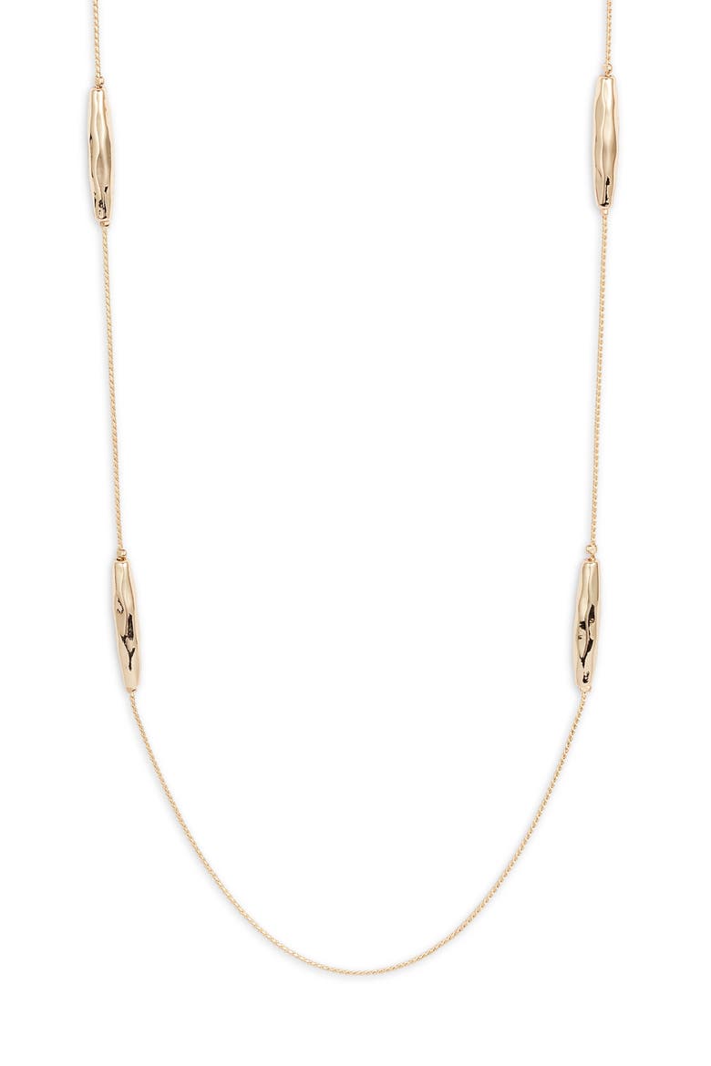 Molten Bead Station Necklace, Main, color, GOLD