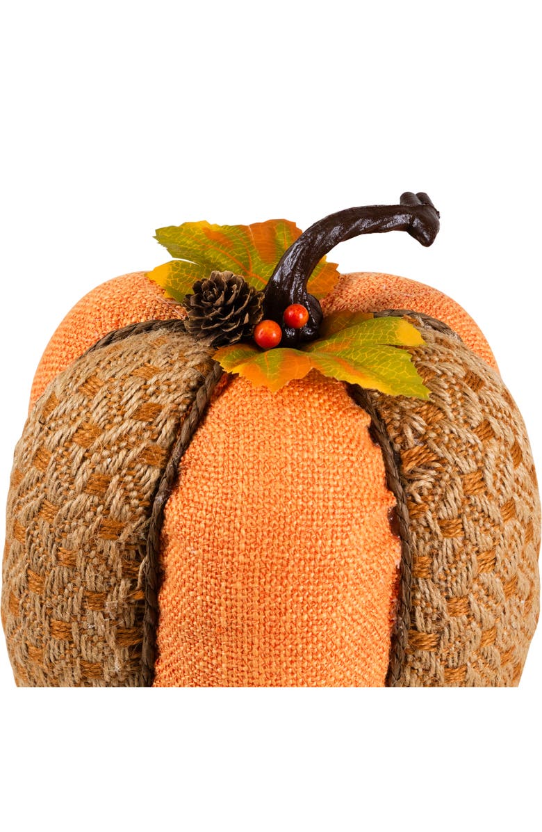Northlight Burlap and Jute Woven Tall Fall Harvest Pumpkin with Berries - 10.5" - Orange and Brown, Alternate, color, 