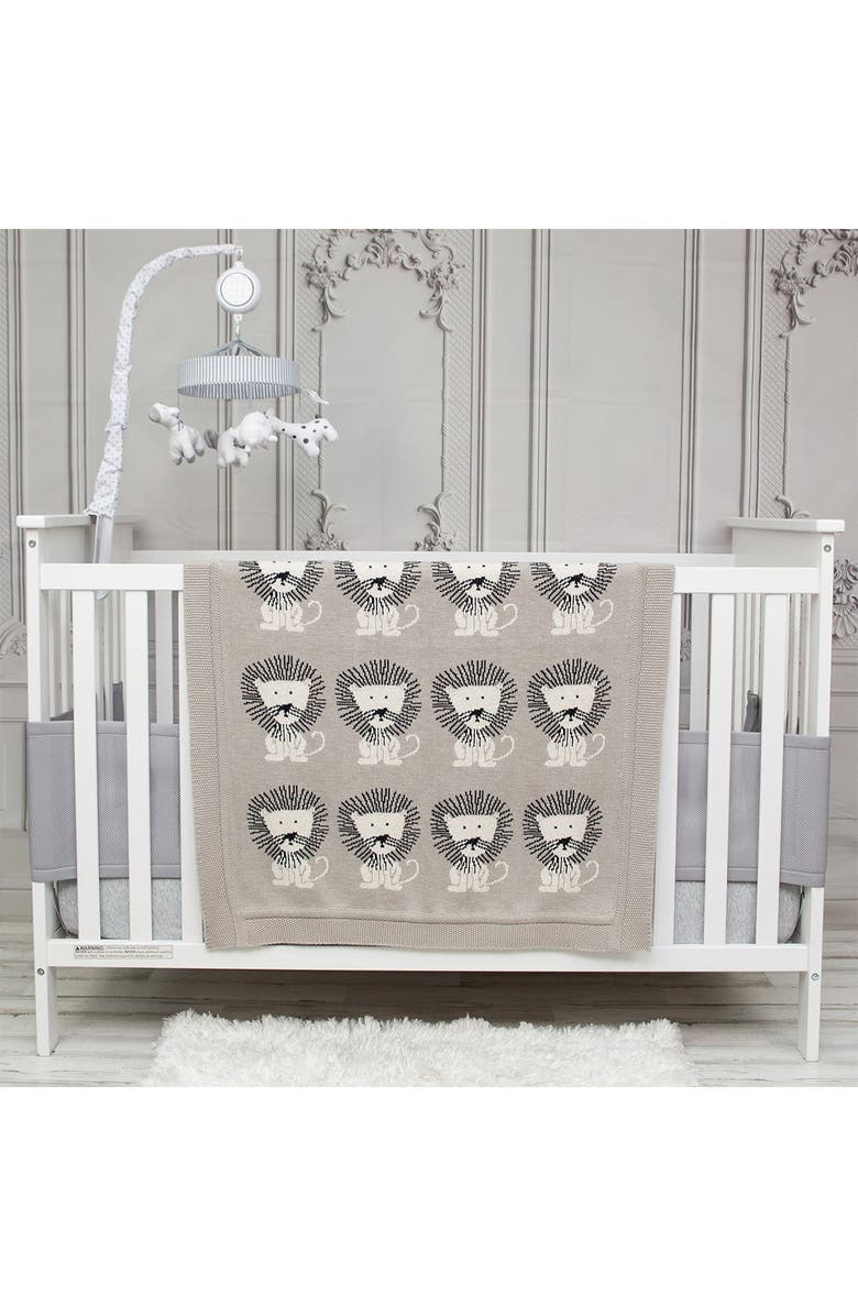 PARKLAND COLLECTION Lion King Transitional Light Grey Knitted 32" x 40" Baby Blanket, Alternate, color, Light Grey