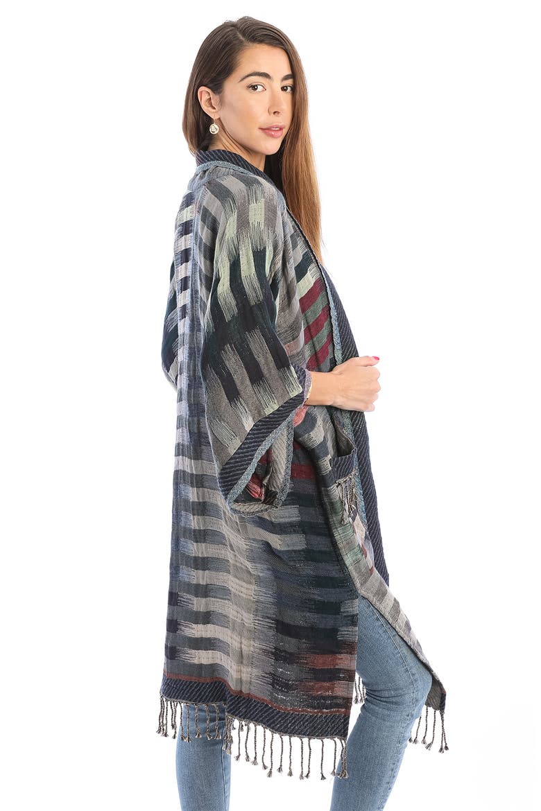 Retro Gradient Stripe Ruana, Alternate, color, CHARCOAL