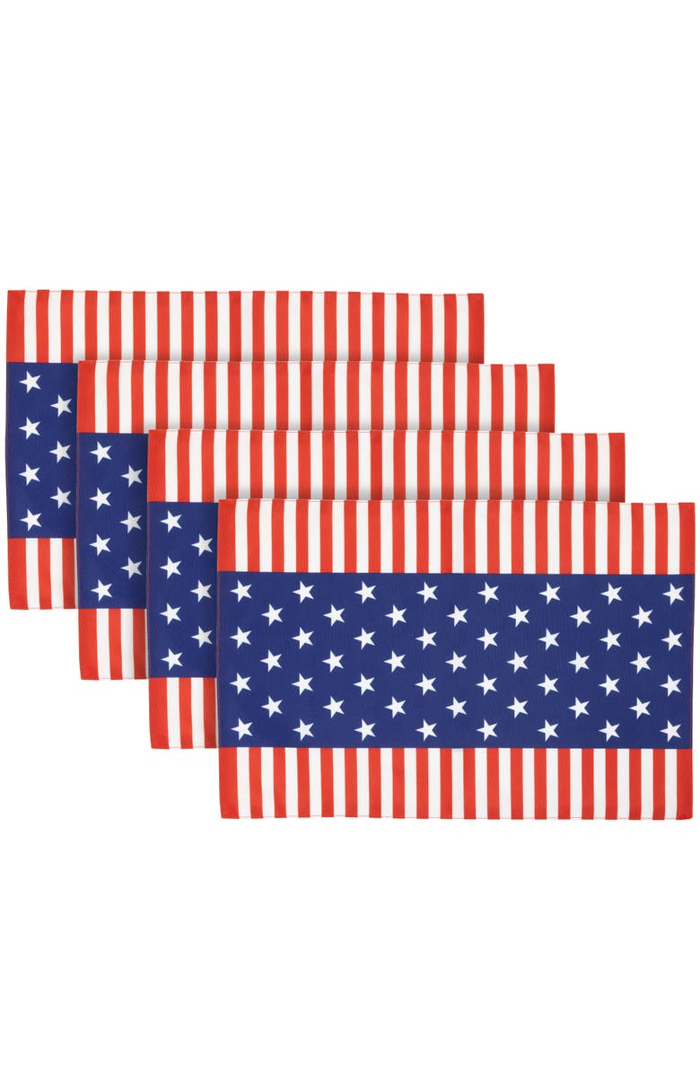 Northlight Set of 4 Stars and Stripes Americana Printed Placemats 18", Main, color, 