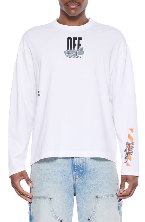 Off Active Tape Appliqué Long Sleeve Graphic T-Shirt