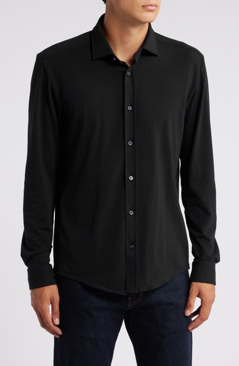 Roan Solid Stretch Cotton Button-Up Shirt