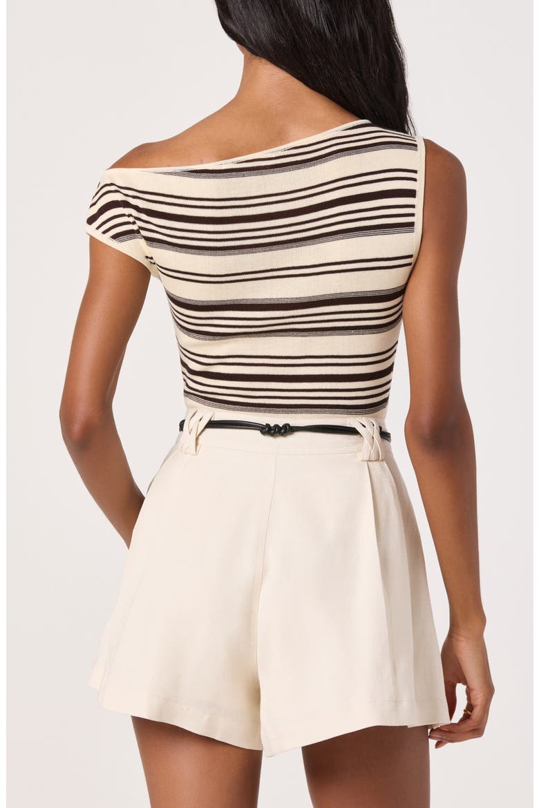 Sofia Off the Shoulder Striped Sweater, Alternate, color, CREAM BROWN STRIPE
