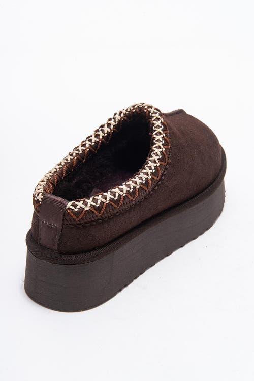Forever & Always Shoes Avelia Leather Winter Slippers In Brown