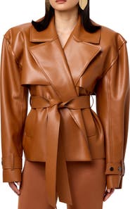 Naked Wardrobe Faux Leather Crop Trench Coat