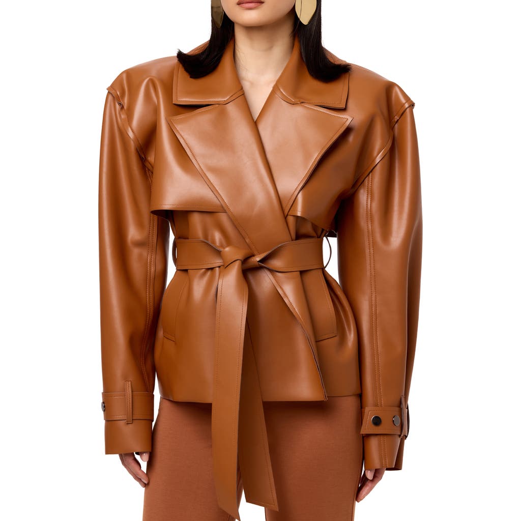 Naked Wardrobe Faux Leather Crop Trench Coat