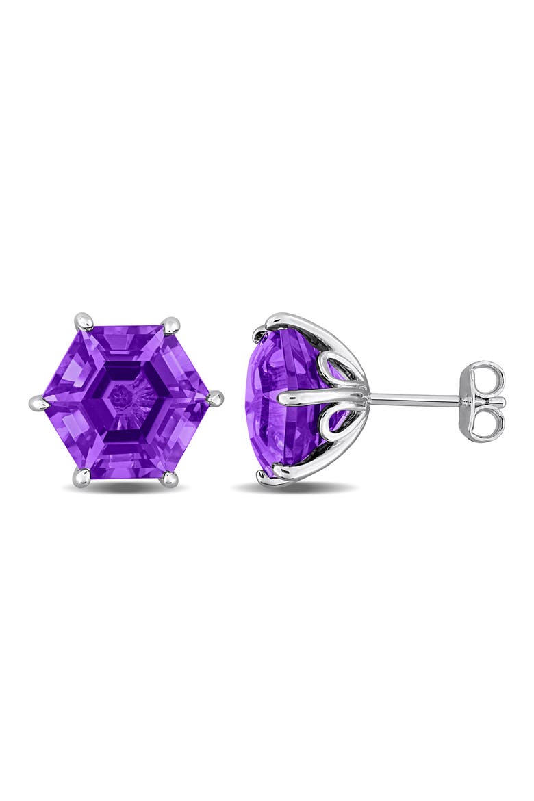 Amethyst Hexagon Solitaire Stud Earrings, Main, color, PURPLE