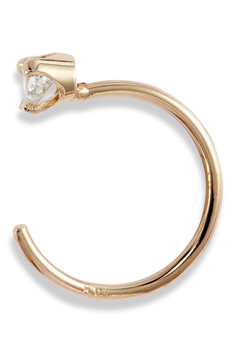 Single Diamond Open Hoop Earring, Alternate, color, D.05 14KYG
