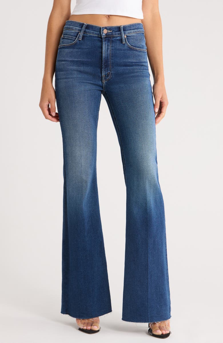 MOTHER The Doozy High Waist Fray Hem Flare Jeans, Main, color, Scorchin Hot
