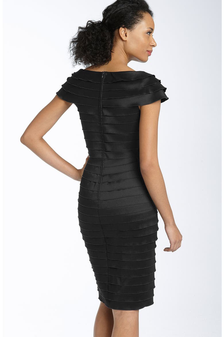 Rosette Shutter Pleat Sheath Dress, Alternate, color, BLACK