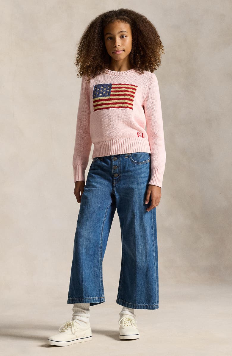 Polo Ralph Lauren Kids' Flag Crewneck Sweater, Alternate, color, Acacia Pink