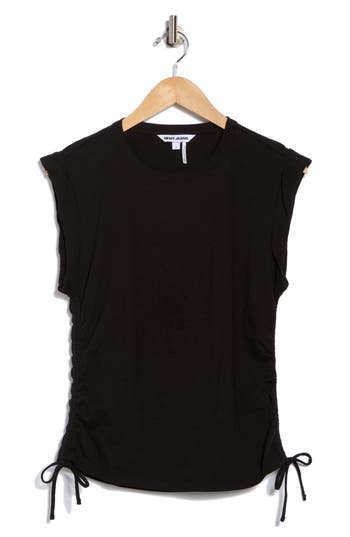 Dkny Jeans Ruched Knit Top In Black