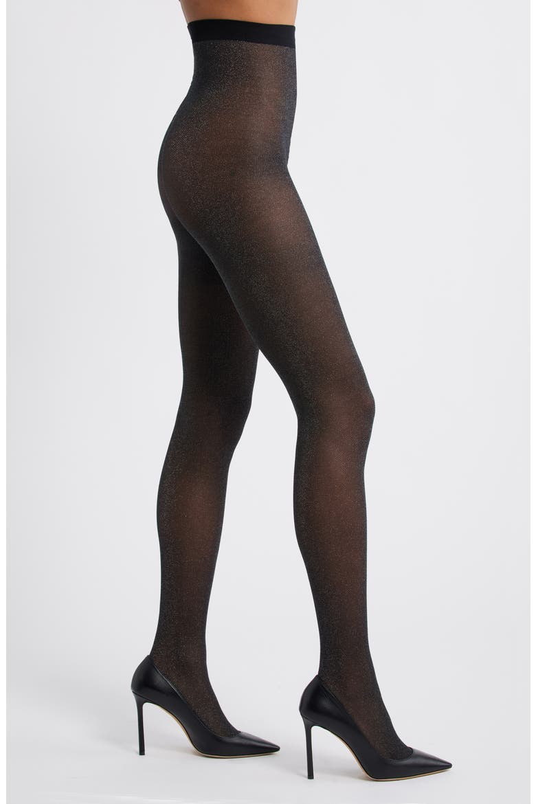 All Over Sparkle Tights, Main, color, BLACK- SILVER