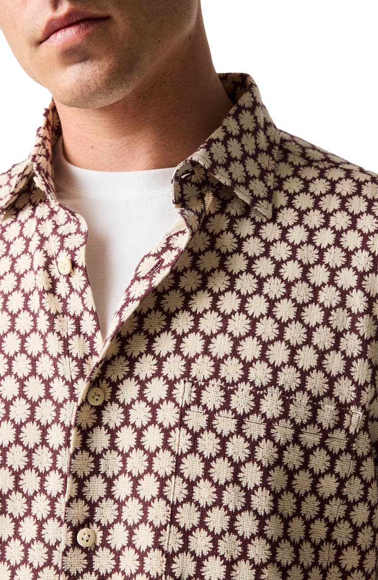 Rodd & Gunn Nelson Creek Neat Floral Print Short Sleeve Cotton Button-Up Shirt, Alternate, color, Burgundy