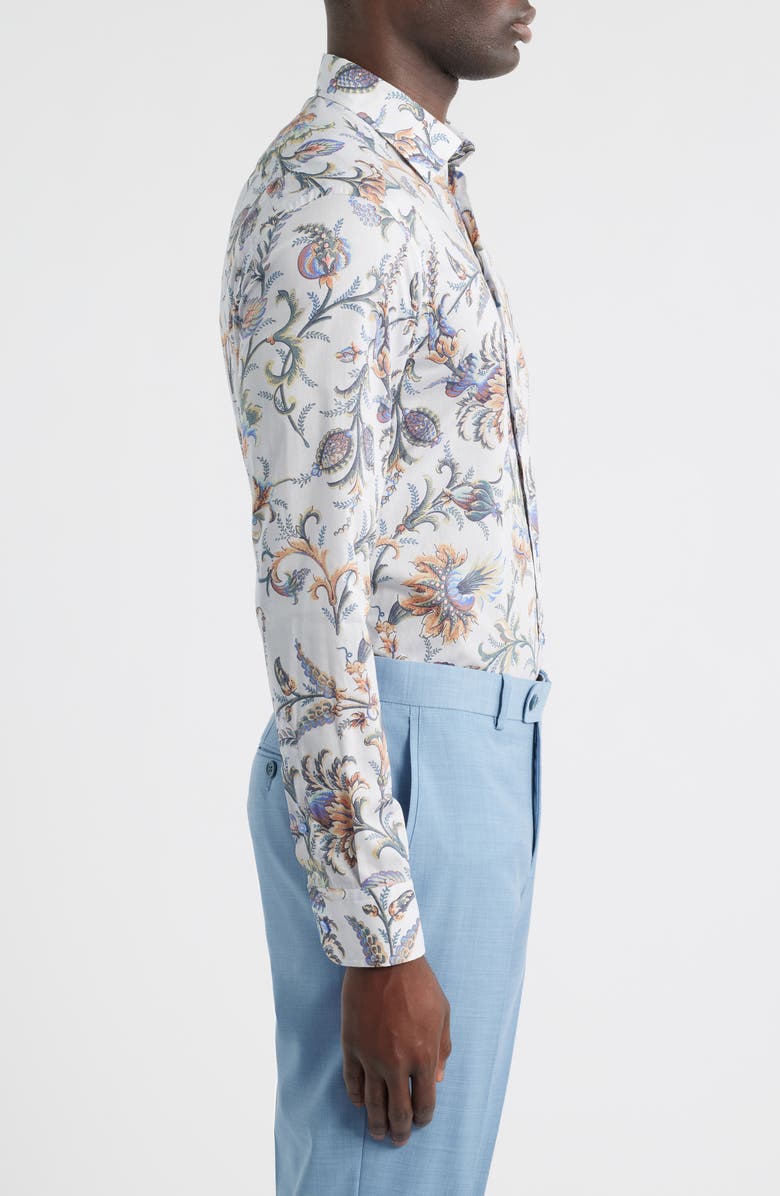 Etro Roma Cotton Muslin Dress Shirt, Alternate, color, Printed Azure/ White Base
