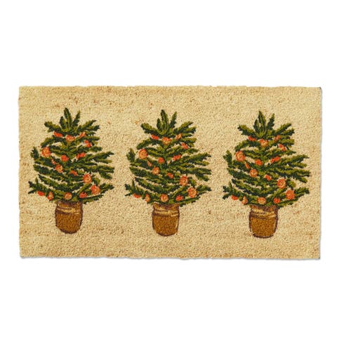 Citrus Tree Coir Door Mat Everyday Multicolor Easy Clean