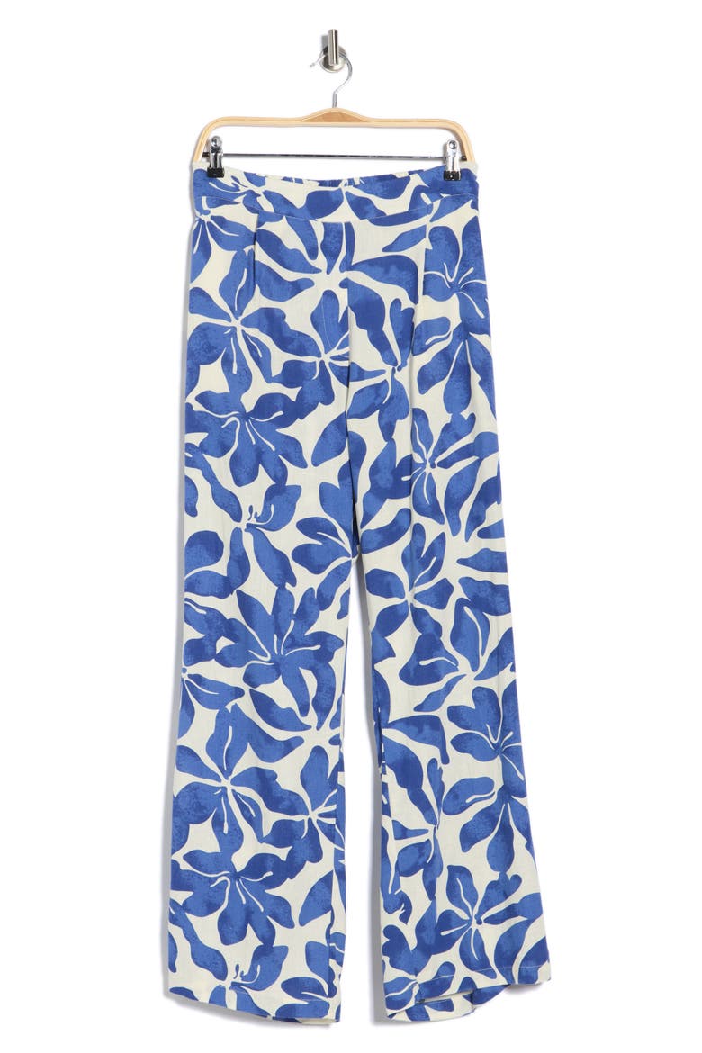 Floral Wide Leg Pants, Alternate, color, NATURAL BLUE PRINT
