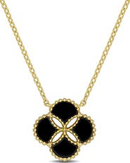 DELMAR 4ct TGW Agate Quatrefoil Pendant Necklace