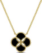 DELMAR 4ct TGW Agate Quatrefoil Pendant Necklace