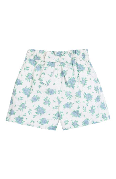 Girls' Linen Pull-On Paperbag Shorts, Kids