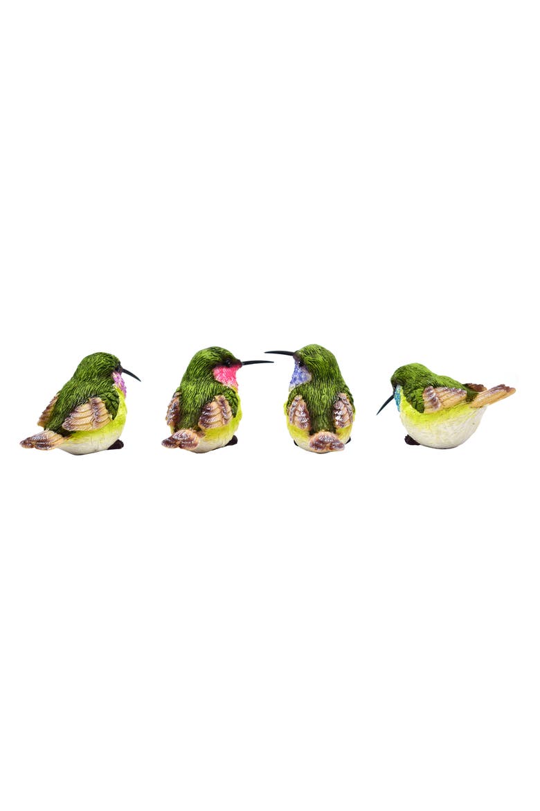 Small Resin Hummingbird Figurine Set of 4 Spring Home Decorations for Summer Decor and Decorative Objects, Alternate, color, Green