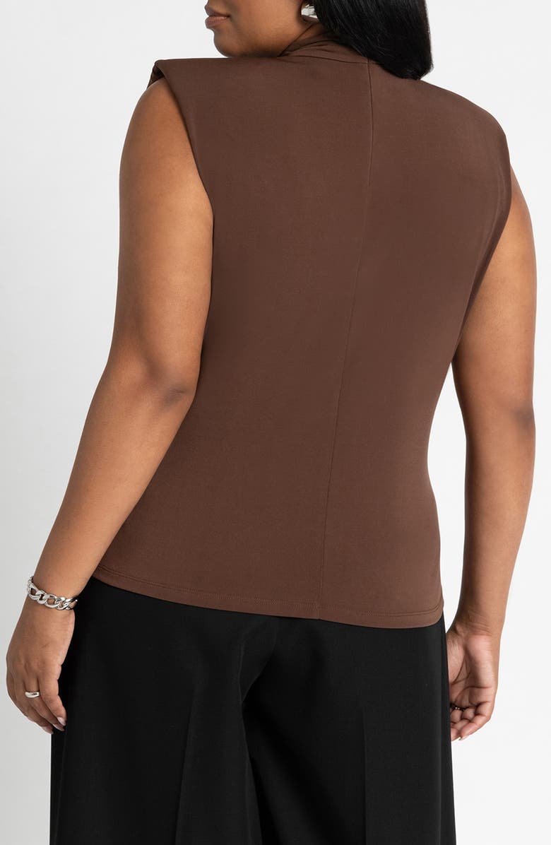 ELOQUII Ruched Mock Neck Sleeveless Top, Alternate, color,