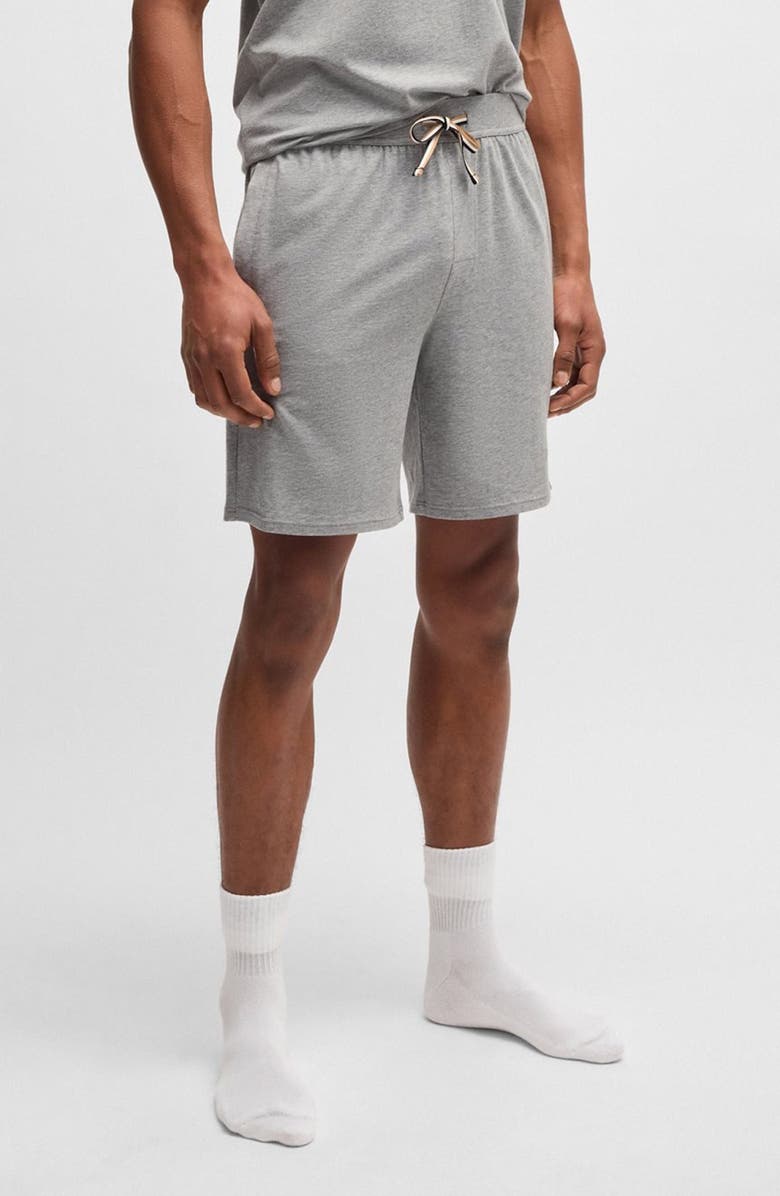 BOSS Unique Drawstring Jersey Lounge Shorts, Main, color, Medium Grey