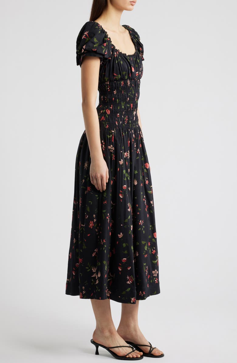 Reformation Riva Shirred Midi Dress, Alternate, color, Domani