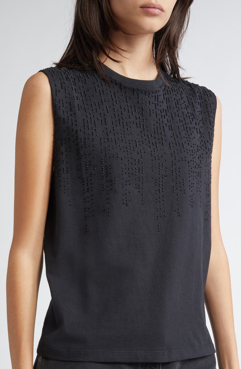 Golden Goose Journey Embellished Cotton Tank, Alternate, color, Black