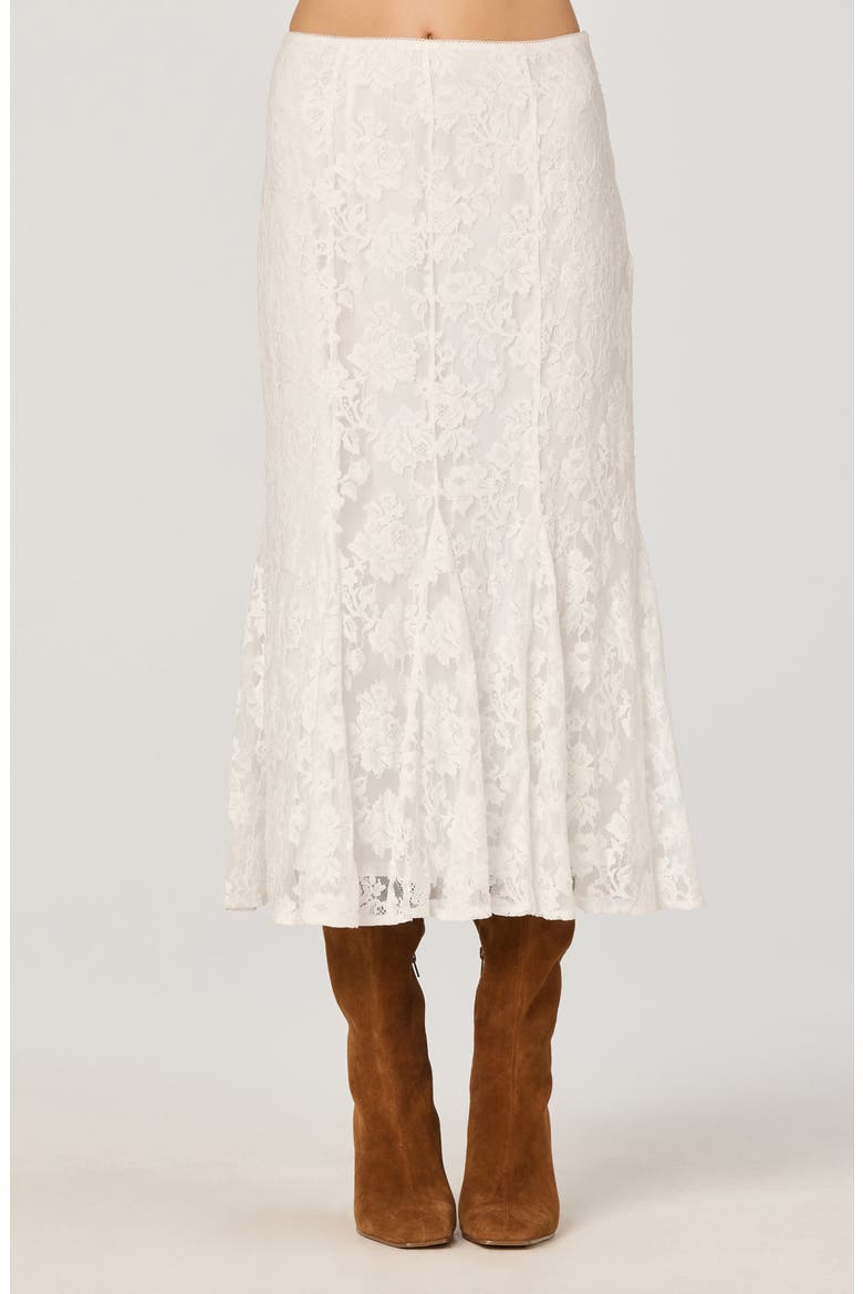 Cotton Blend Lace Midi Skirt, Alternate, color, OFF WHITE