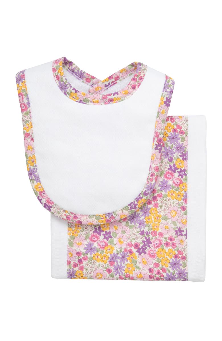 3 Marthas Floral Drooler Bib & Burp Set, Main, color, Butterfly Floral