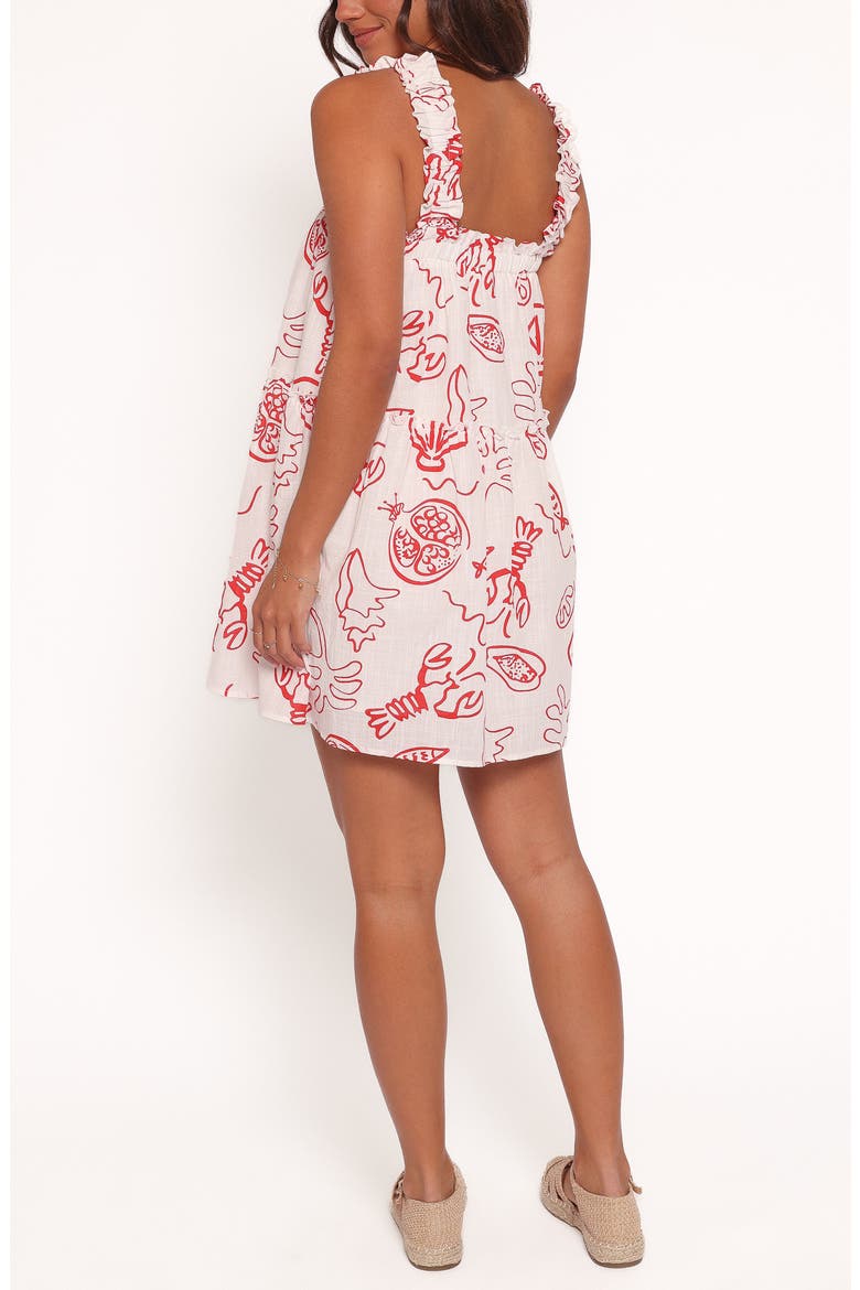 Elena Printed Cotton Sundress, Alternate, color, RED LOBSTER