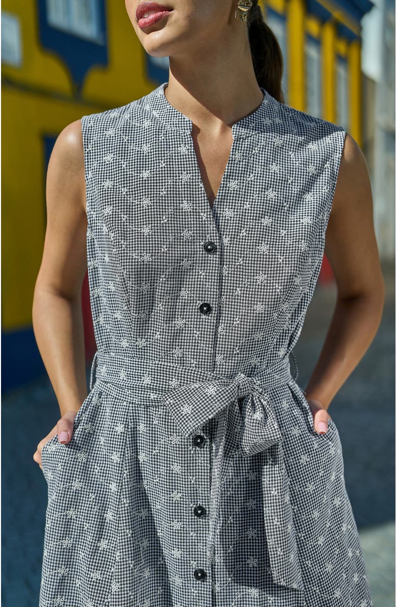 Yumi Broderie Embroidered Shirt Dress, Alternate, color, Black