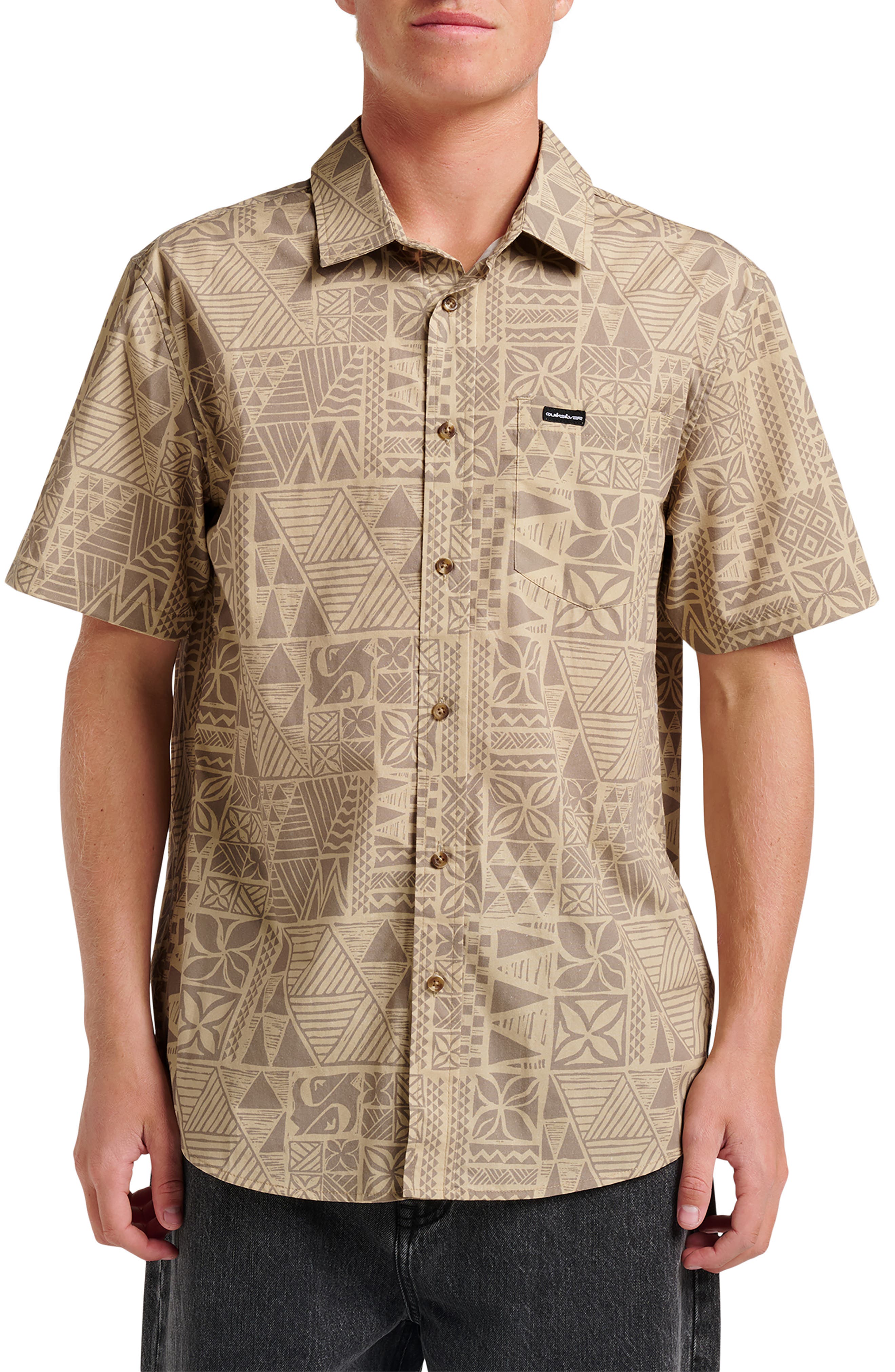 Quiksilver Geo Print Cotton Blend Button-Up Shirt