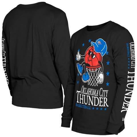 Men's New Era Black Oklahoma City Thunder Old School Sport Long Sleeve T-Shirt