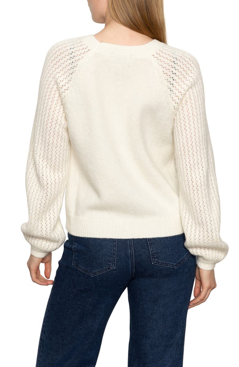 Sanctuary Cozy Moment Pointelle Sleeve Detail Sweater, Alternate, color, Chalk