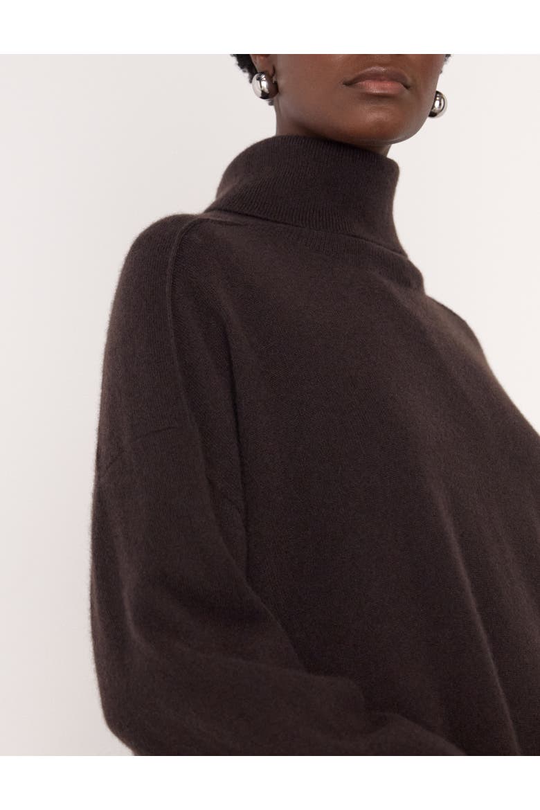 Cashmere Seam Roll Neck Sweater, Alternate, color, Brown