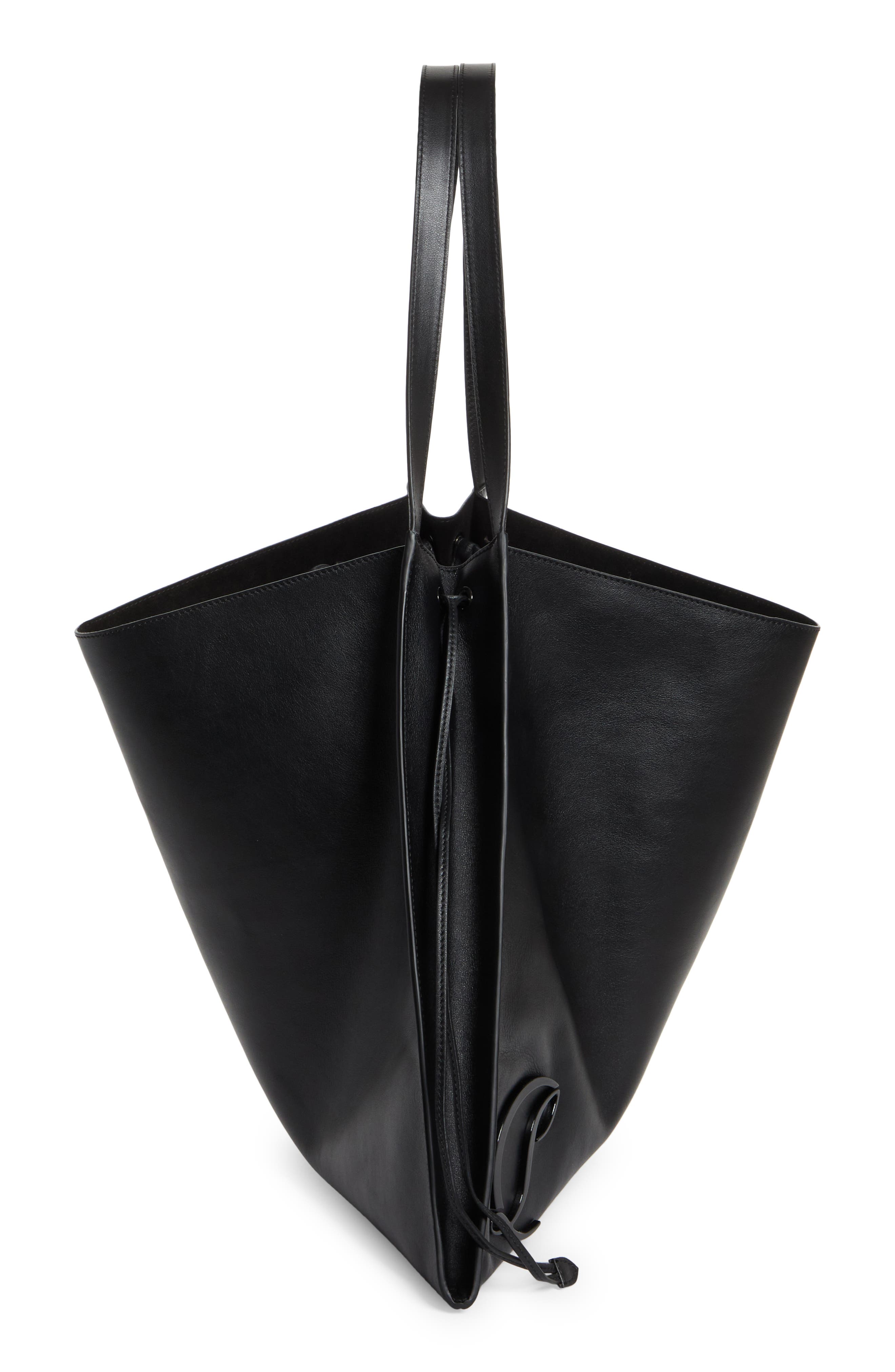 Christian Louboutin Le 54 Leather Drawstring Tote, Alternate, color, B380 Black/ Black/ Black