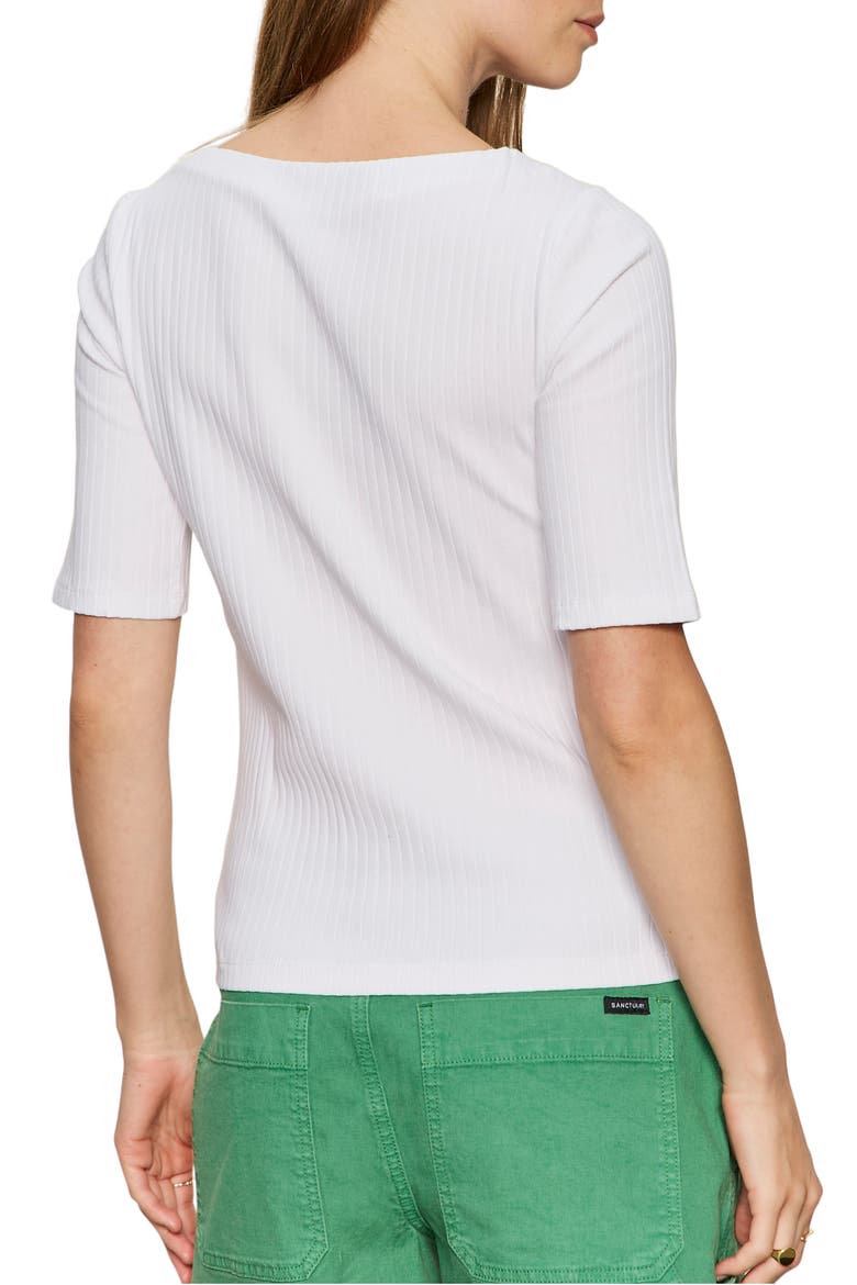 Boat Neck Rib Top, Alternate, color, WHITE
