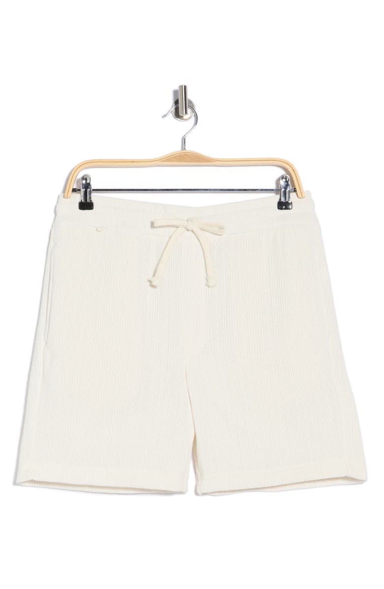 DENIM AND FLOWER Textured Drawstring Shorts, Main, color, Off White