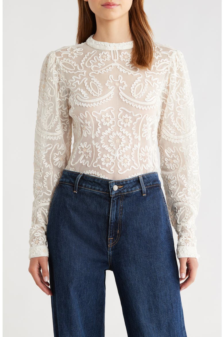 Embroidered Lace Sweater, Main, color, OFF-WHITE