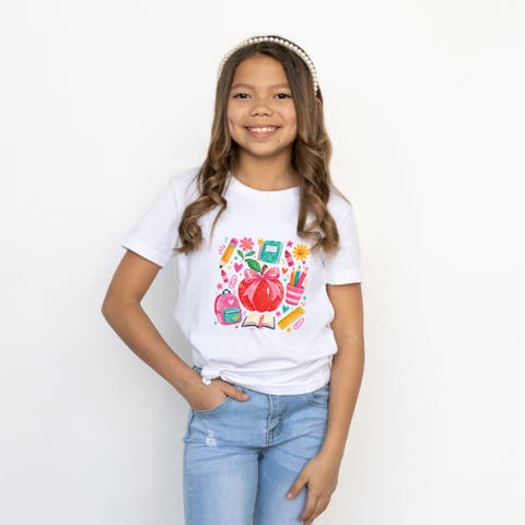 Back to School Apple and Supplies Short Sleeve T-Shirt (Little Kid & Big Kid)