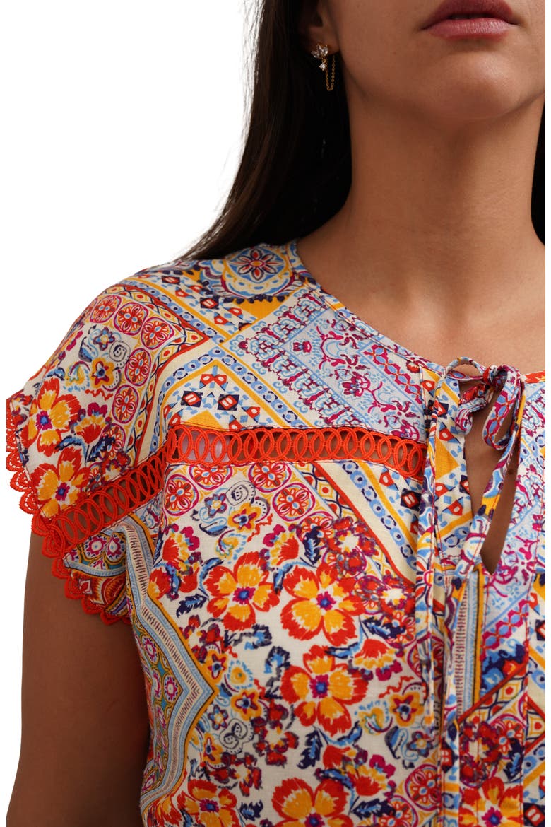 Tie Keyhole Cap Sleeve Top, Alternate, color, LEILA