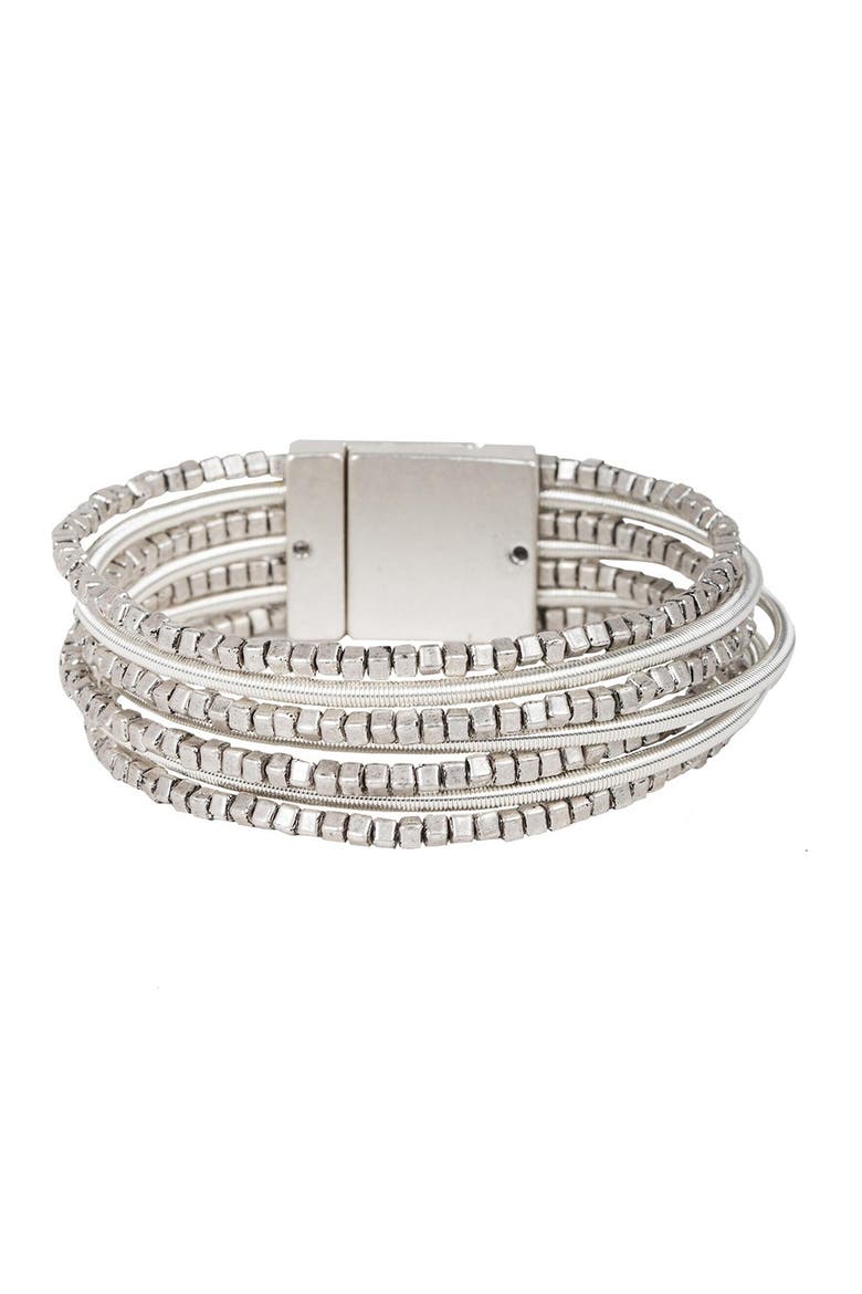 Scarlett Beaded Layered Wrap Bracelet, Main, color, SILVER