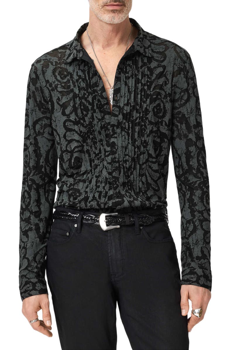 John Varvatos Florian Pintuck Detail Button-Up Shirt, Main, color,