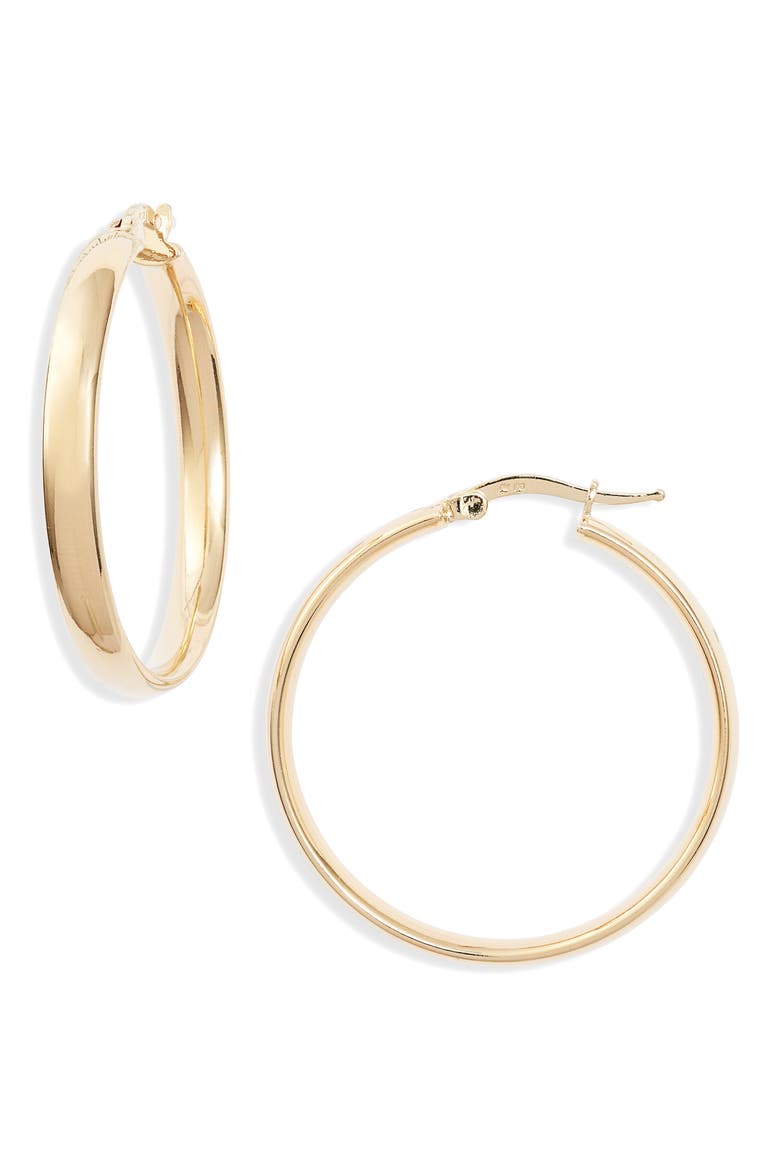Clean Edge Hoop Earrings, Main, color, GOLD