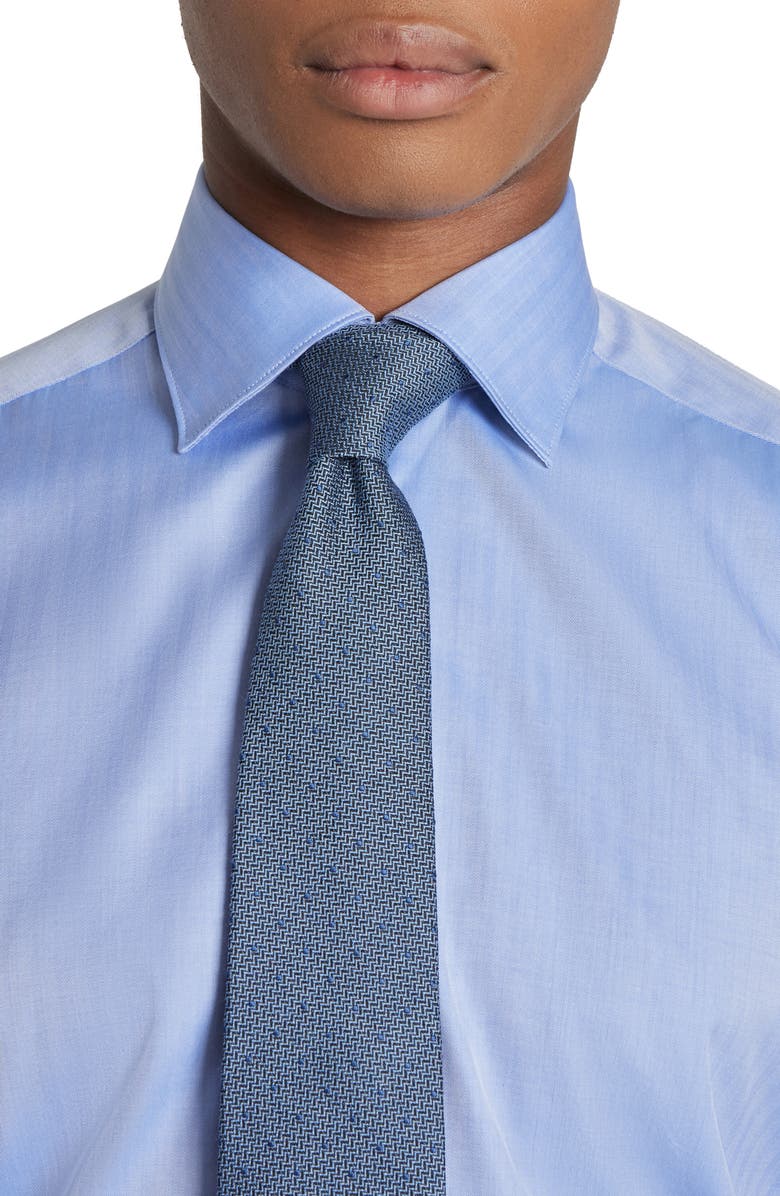 Jack Victor Adlam Solid Herringbone Dress Shirt, Alternate, color, Blue